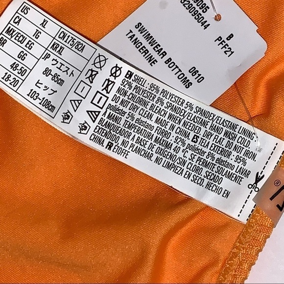 Forever 21 Size XL Tangerine High Leg Bikini Swim Bottom Textured NEW NWT - Picture 5 of 5